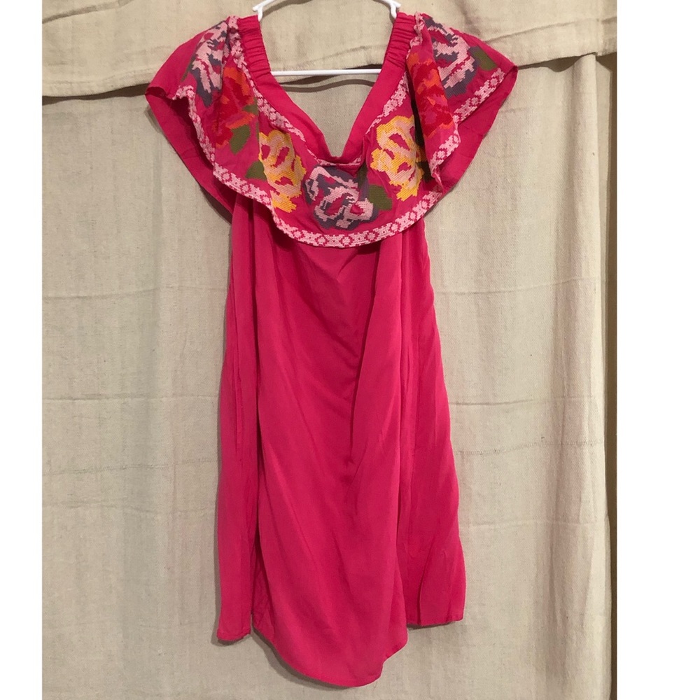 Pink Floral Off the Shoulder Dress